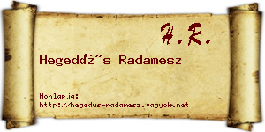 Hegedűs Radamesz névjegykártya